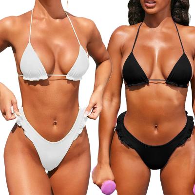 China Swimwear 2022 plus size bikini manufacture Women Designer Women Designer Mesh Triangle Push Up Micro Bikini Thong Bikini Set for sale