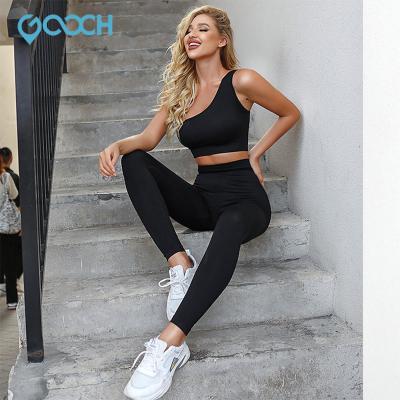 China OEM Women Sport Wear QUICK DRY Yoga Suits High Waist High Quality Yoga Home Workout Fitness One Shoulder Short Sets for sale