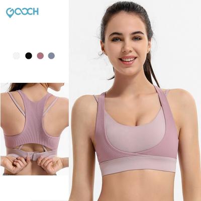 China Racerback Women Yoga Sports Custom Seamless Bra Top Fitness Breathable Gym Clothing Workout Padded Crop Top Sports Bra for sale