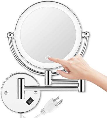 China 2-Face Magnifying Illuminated Shower Makeup Oval Vanity Mirror With Led Luxury Cosmetic Light Bathroom Mirrors Salon Mirrors for sale