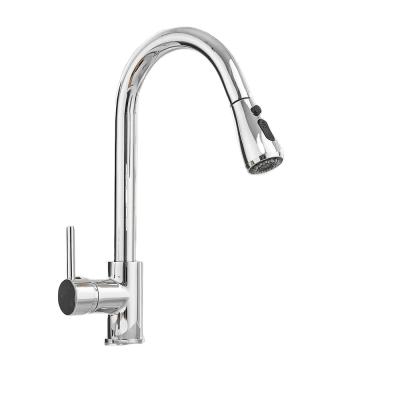 China Pull Out Spray Kitchen Sink Faucet Brass 2 Way Sprayer Water Faucet Single Lever Pull Out Kitchen Faucets for sale