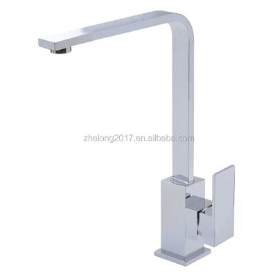 China Modern High Quality Chrome Polished Brass Kitchen Taps Square Swivel Faucet With British Standard Fittings for sale