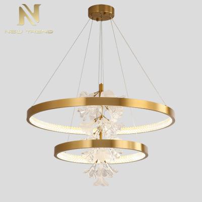 China Modern Aluminum Iron Modern Style Decoration Hotel Living Room Glass Indoor Villa Led Luxury Pendant Light for sale