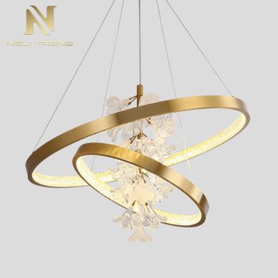 China Modern Luxury Style Residential Decoration Living Room Dining Room Double Ring LED Chandelier Lamp for sale