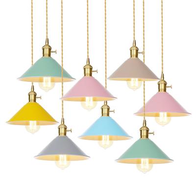 China Vintage Modern Indoor Hanging Lighting Colorful Copper Lampshade Led Modern Pendant Lamp for sale