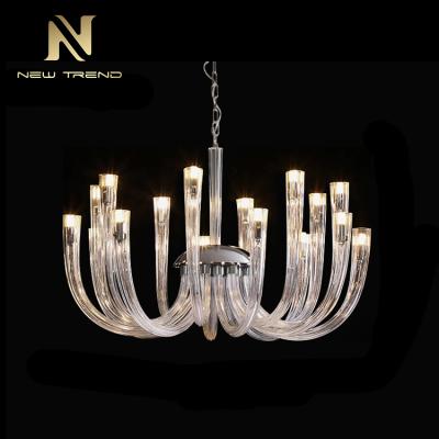 China Moderm Modern Indoor Living Room Dining Room Hanging Light G9 Glass Iron Led Pendant Lamp for sale