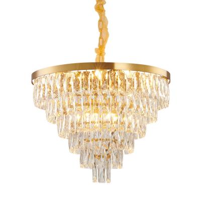 China Gold modern residential modern crytal chandelier fixtures decoration good quality pendant light for sale