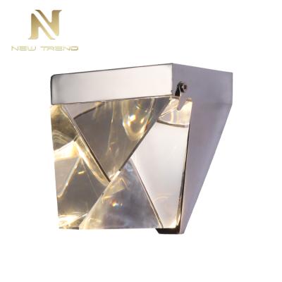 China Modern minimalist design residential decoration living room bedroom switch out crystal wall chrome lamp for sale