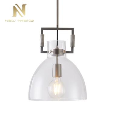 China Modern Simple Design Living Room Bedroom Copper Interior Decoration Modern Glass Led Pendant Light for sale