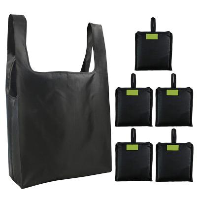 China Square Waterproof Nylon Ripstop 210d Polyester Reusable Grocery Pouch Collapsible Folding Shopping Tote Bag for sale