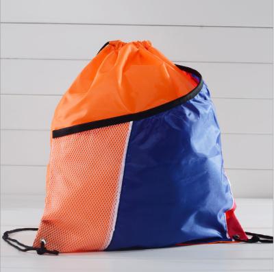 China Reusable Promotional Gift Bag/Sports/Hiking/Travel Backpack 210D Polyester Swimming Bag With Mesh Pocket for sale