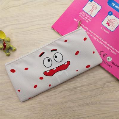 China Schools & Plain White Canvas Pen Bag Custom Fun Offices Zipper Pouch Cartoon Stationery Bag for sale