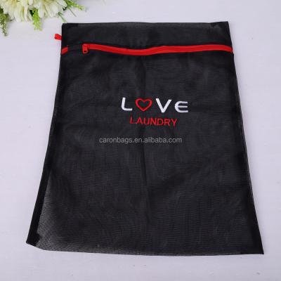 China Custom zipper laundry bag factory embroidery laundry bag black mesh machine bra blouse wash bag for sale