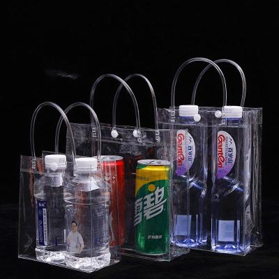 China Wholesale Custom PVC Handled Clear Plastic Shopping Tote Bag With Logo Handle Transparent Bags Packing Bags for sale