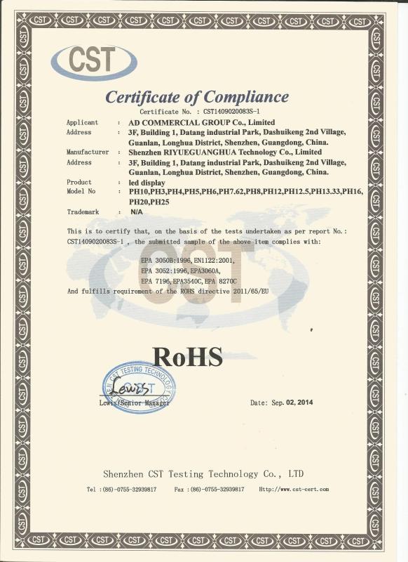 RoHS - Shenzhen Riyueguanghua Technology Co., Limited