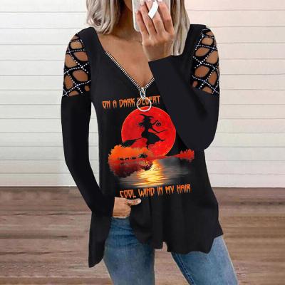 China Fashionable Sexy Casual Floral Print Woman Casual Long Sleeve T-Shirts And Tops for sale