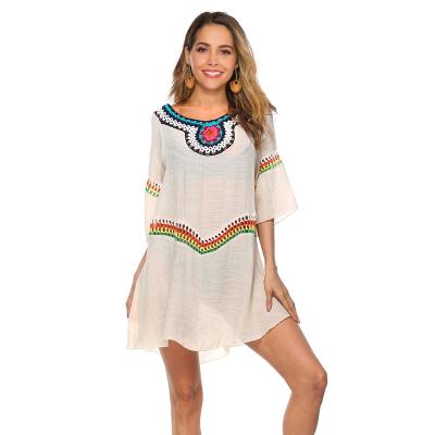 China Anti-Pilling Women's Casual Mexican Boho Peasant Embroidered Dress for sale