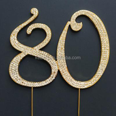 China Ally + AAA Grade Rhinestone Birthday Cake Decorating Supplies Gold Crystal Cake Topper For Cake Stand for sale