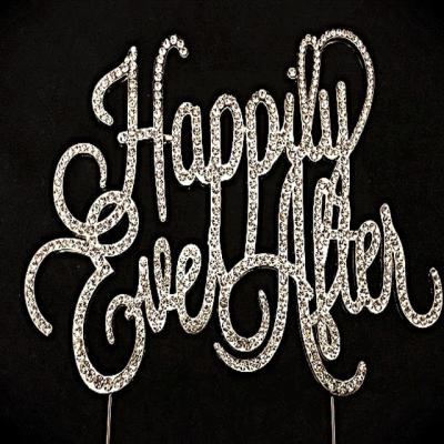 China Ally + Happy Silver Crystal Rhinestone Cake Topper Bling AAA Grade Rhinestones Gift Forever for sale