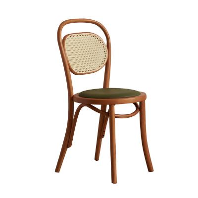 China Contemporary Wholesale Dining Room Furniture Solid Wood Frame Rattan Oval Backrest Dining Chair for sale