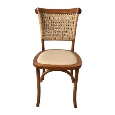 China Contemporary Rental Wedding Party Stackable Stacking Paper Cord Rattan Dining Chair American Country Chinese Antique Style Wicker Chairs for sale