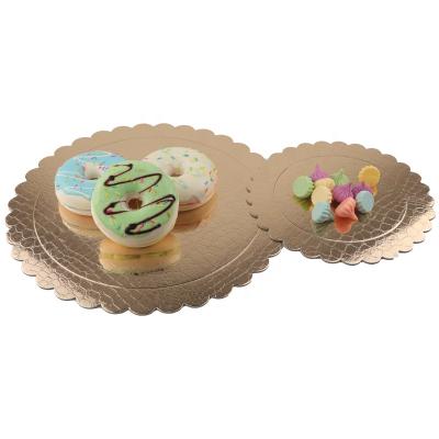 China Custom Waterproof Mousse Cake Boards Disposable Cake Base Cardboard MDF Gold Paper Board Round Wholesale 201534 for sale