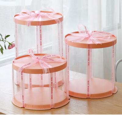 China Recycled Materials Wholesale Clear Birthday Party Cake Square 6 Inch Transparent Disposable Cake Paper Box 700001-2 for sale