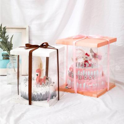 China Recycled materials wholesale custom transparent high quality cake boxes cheap birthday cake plastic box cake box 700000-2 for sale