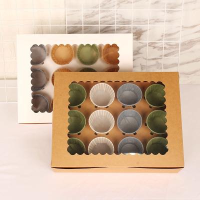 China Recycled Materials Custom Printing Folding Muffin Cupcake Box Biodegradable Paper Gift Box For Food Bakery Cake With Clear Window for sale