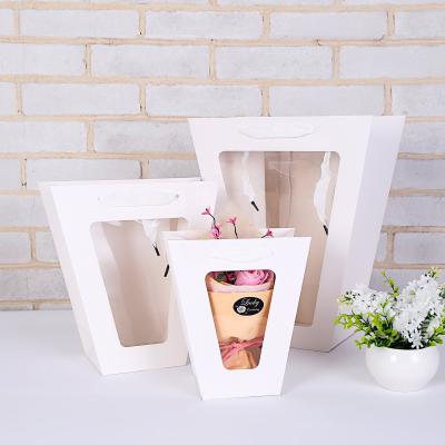 China Recycled Materials Base Price Latest Cheap Gift Bags With Thank You Print , Premium White Kraft Paper Bags With Handles71164 for sale