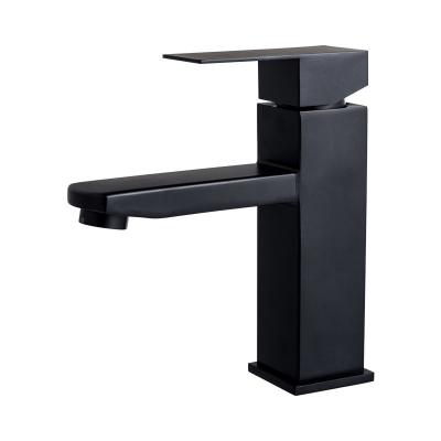 China Metered Faucets Black 304 Hot And Cold Single Basin Faucet Paint Bathroom Cabinet Counter Basin Faucet Basin for sale