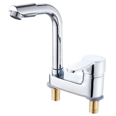 China Metered Faucets Full Body Copper 360 Degree Dual Hole Valve Single Mixing Faucet Hot And Cold Water Basin Su Mixing Rotating Basin 360 Degree for sale