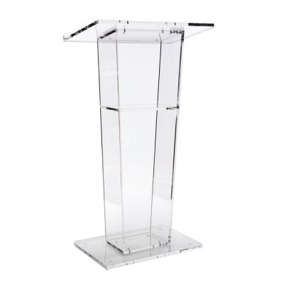 China Commercial Lucite Perspex Acrylic Clear Furniture Podium Lectern With Open Back And Shelf for sale