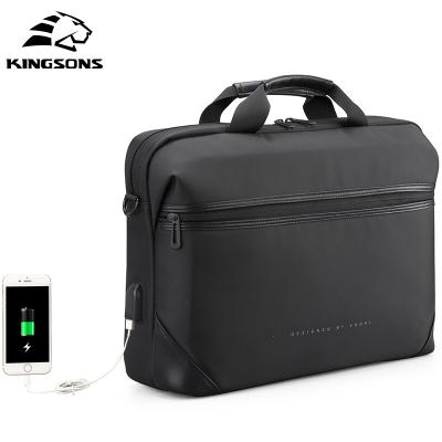 China Customized Polyester Waterproof Briefcase Men's Leather 15.6 Handle Laptop Notebook Bag Office Usb Charger Handbook Bag For Men for sale