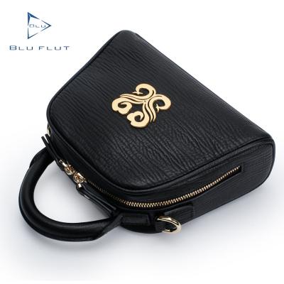 China Fashion Tote Bags Blu Flut samll size black cowhide leather with gold metal logo new style ladies women handbags cosmestic bags for sale