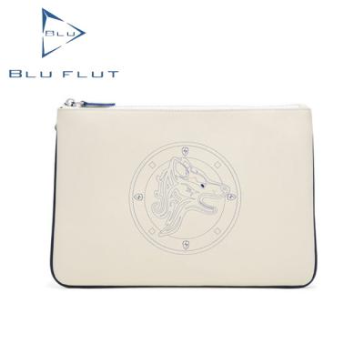 China Customized Korean luxury mens wholesale genuine genuine leather fashion custom envelope purse clutch bag simple white leather handbag manufacturer for sale