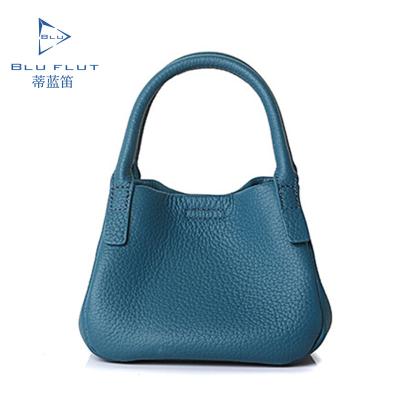 China Other Hot Sale FLUT Bucket Leather Bag Lychee Pattern Mini Cute Multi Color Customized Genuine Leather Handbag BLUE. for sale