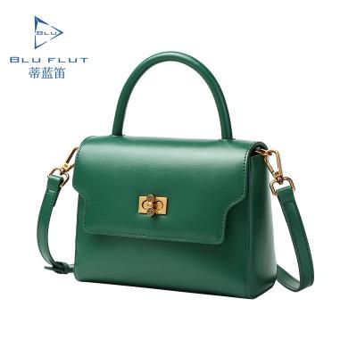 China Vintage Lady's Second Grain Cowhide Leather Women Shoulder Bags Green Color Ladies Handbags Messenger Bags for sale