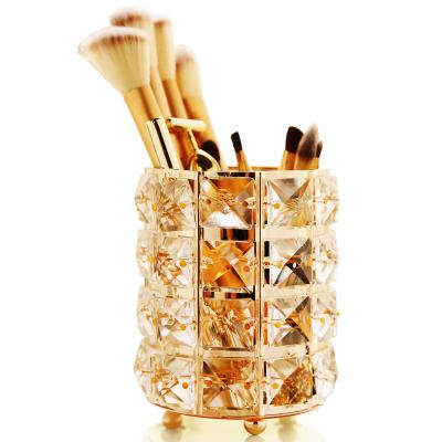 China Wholesale Pen Holder Stationery Set Acrylic Crystal Makeup Brush Holder Organizer Pencil Cup Brush Jar for sale