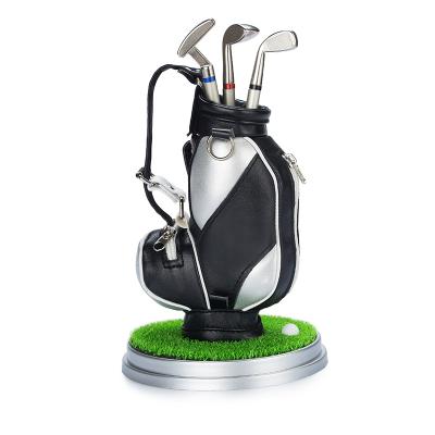 China Custom Golf Gifts Pen Holder Logo Pen Holder Wholesale With Mini Golf Bag for sale