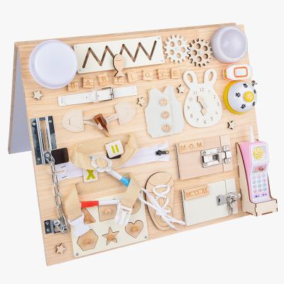 China Hot Selling Montessori Earlier Funny Educational Wooden Toys Handmade Learning Board Busy Study Drawing Board for Kids for sale