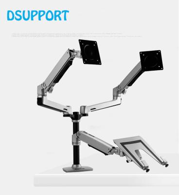 China Triple monitor holder+laptop stand up desktop full motion 17-32inch dual monitor stand mount arm +10-15.6inch laptop support spring mechanical arm Max.Loading 10kgs for sale