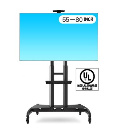 China High Quality 55-80 Inch TV Mount Cart LED LCD Plasma TV Cart with Shelf and Camera AV Tray 200lbs (90.9kg) for sale