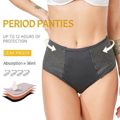 China New Arrival Fashionable Antibacterial High Waist 4 Layers Leak Proof Period Panties Nylon Women's Comfortable Washbale Menstrual Underwear for sale