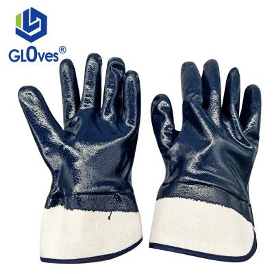 China Oil Proof LGSAFETY Knitted Blue Nitrile Rubber Coated Dipped Oilfield Resistant Work Gloves Oil Resistant Waterproof Safety Gloves CE for sale