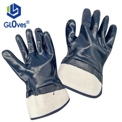 China LGSAFETY Oil Proof Occupational Safety Blue Resistant Nitrile 3/4 Coated Gloves Construction Site Oil Resistant Oilfield Waterproof Gloves for sale