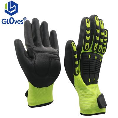 China LGSAFETY 13gauge hppe grade 5 breathable anti-cutting climbing TPR tape anti-collision machinery protection industrial work gloves for sale