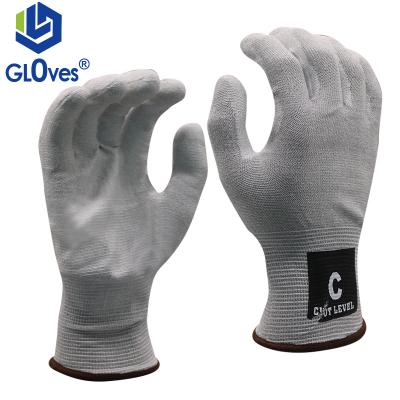 China LGSAFETY Breathable Touch Screen Gloves 18 Gauge Palm Dipped White PU Wear Resistant Anti-Static Gloves for sale