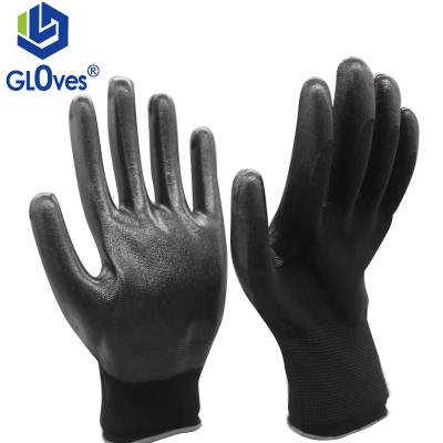 China LGSAFETY 13 Gauge Black Polyester Palm Comfortable Dip Foamed Nitrile Industrial Gloves Oil Resistant Safety Work Gloves for sale