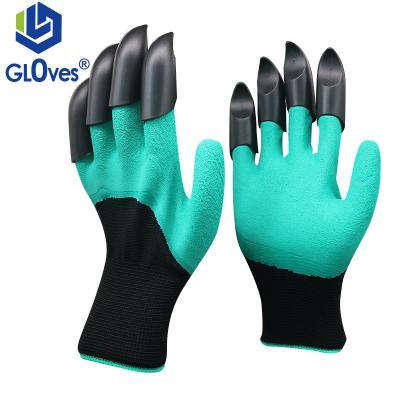 China LGSAFETY 13 Gauge Slip-Resistance Green Latex Foam Hands With Claw Digging Protective Gloves CE EN388 for sale